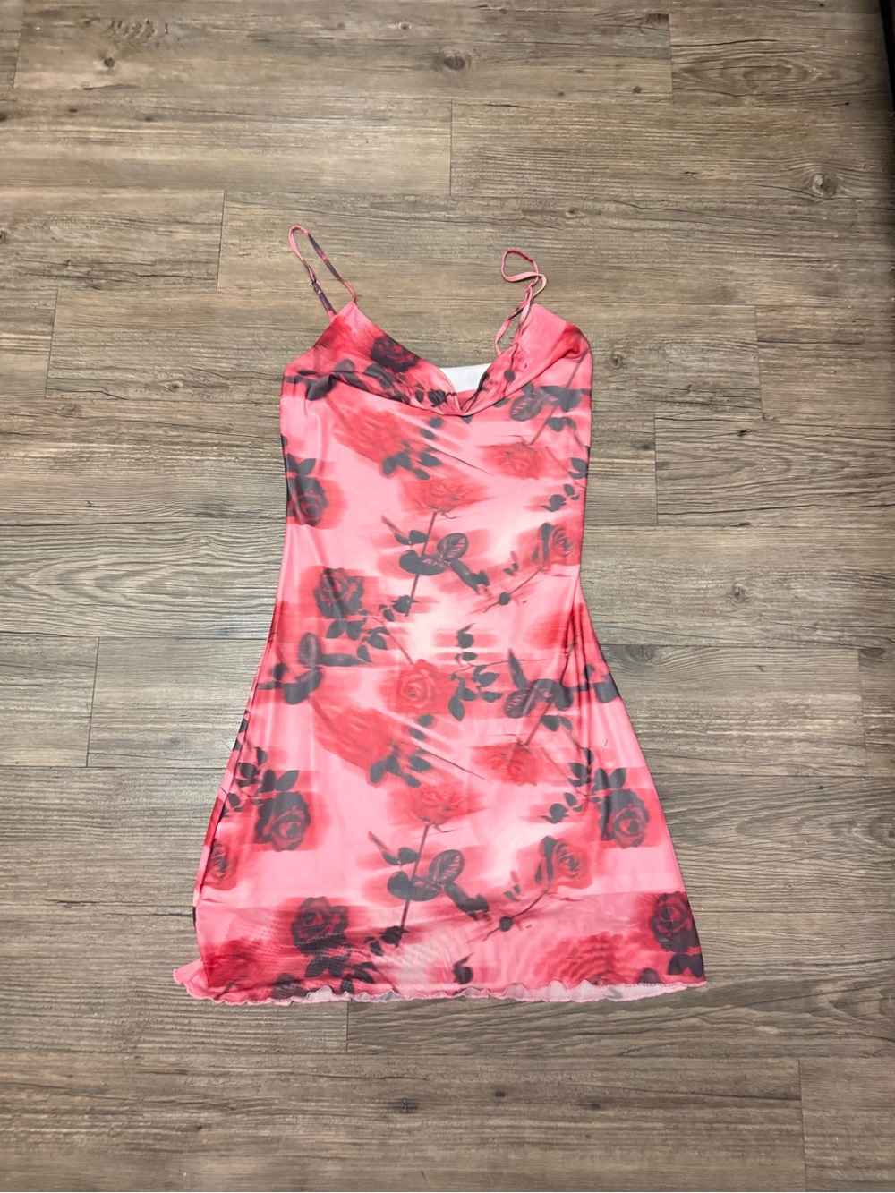 Pink Floral Slip Dress Mesh